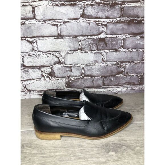 Everlane The Modern Black Leather Slip On Pointed Toe Loafers Women Sz 10M US/41 - Picture 16 of 16